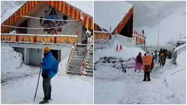 हेमकुंड साहिब में बर्फबारी तो मैदानी इलाकों में तूफान और भारी बारिश