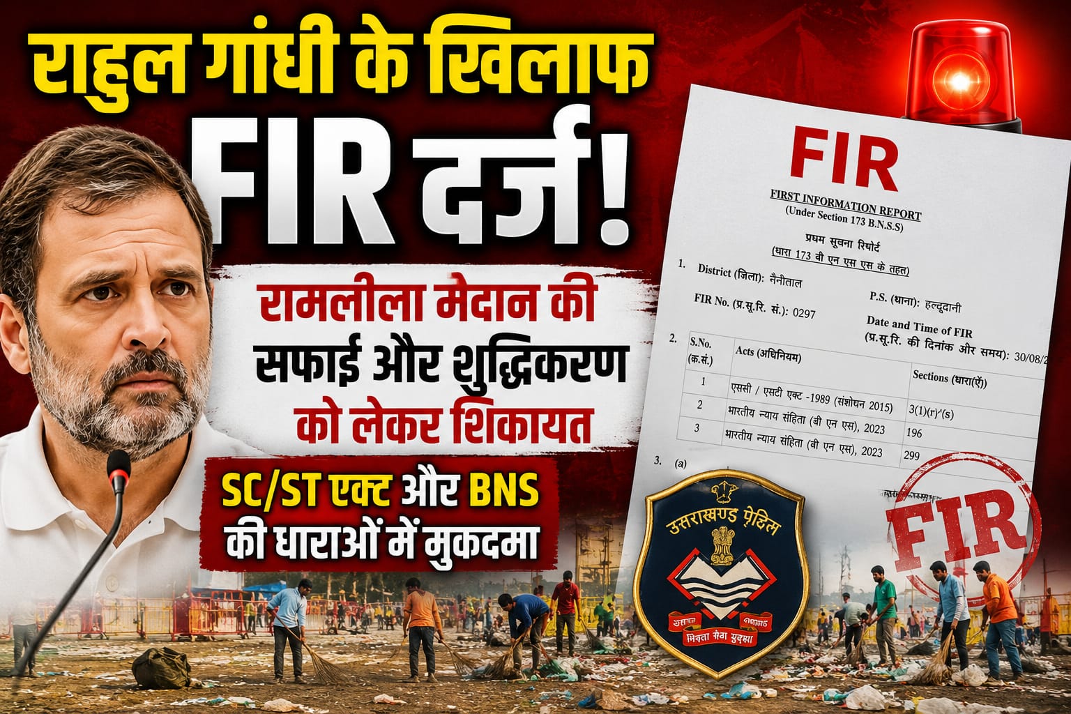 रामलीला मैदान के शुद्धिकरण को लेकर राहुल गांधी के खिलाफ शिकायत, SC/ST एक्ट में FIR